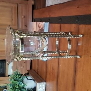 VINTAGE HOME INTERIORS GOLD & GLASS CANDLE HOLDER
